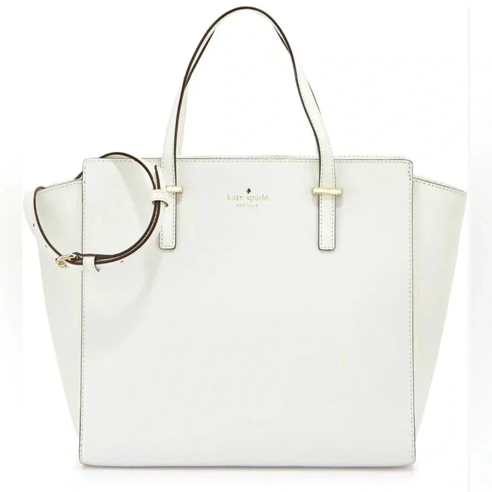 KATE SPADE Cedar Street Hayden White Saffiano Leather Satchel Bag Large